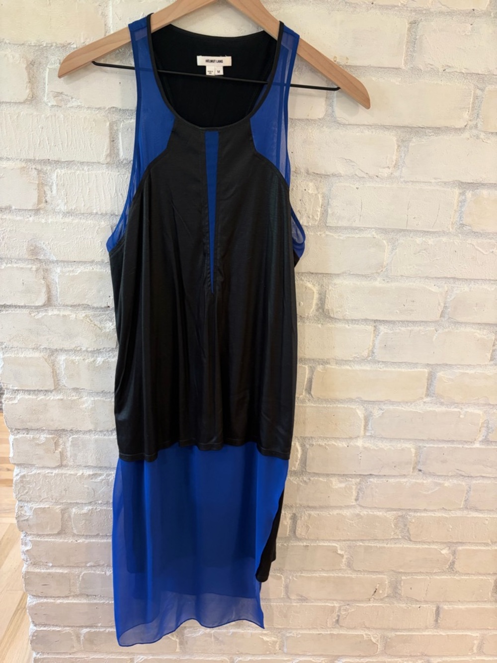 Helmut Lang Black and Blue Layered Tank Dress
(B6)